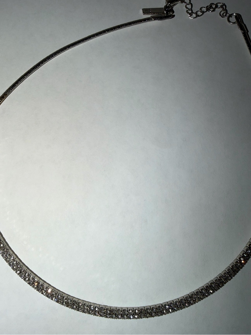 Silver Crystal Tennis Necklace - Elegant Rhinestone Choker